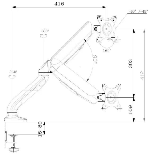 Кронштейн для мониторов ЖК Buro M1 черный 15"-32" макс.9кг крепление к столешнице поворот и наклон