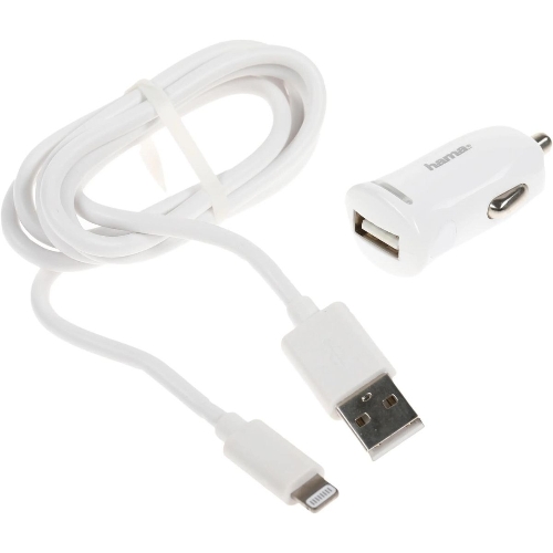 Комплект зарядное устройство Hama H-183266 2.4A для Apple кабель Apple Lightning белый