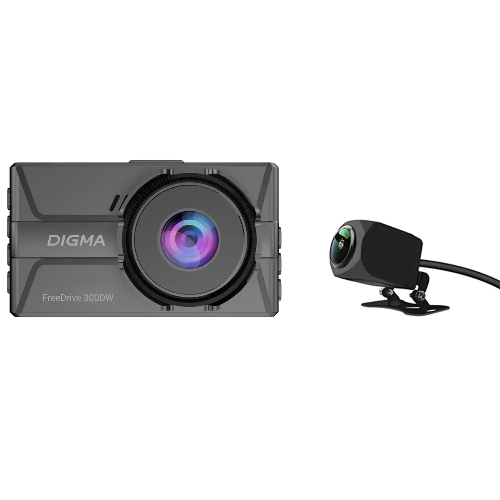 Видеорегистратор Digma FreeDrive 300DW, 2560x1440, 3", с камерой заднего вида, Wi-Fi, G-сенсор, датчик движения
