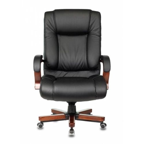 Кресло Бюрократ T-9925WALNUT/BLACK черный, кожа