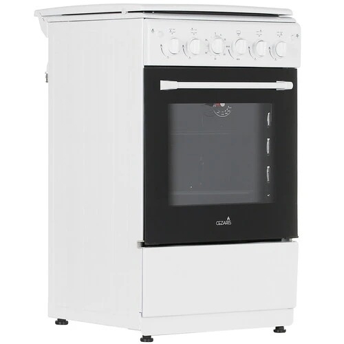 Плита газовая Cezaris ПГ 2150-10 белый, конфорок 4 шт, духовка 43 л, 51 см x 85 см x 55 см