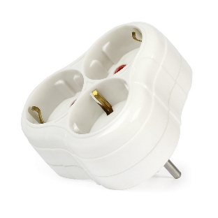 Тройник Smartbuy (SBE-16-A01-3z) 3 гнезда с заземлением круглый белый 16А 250В