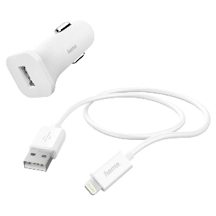 Автомобильное зарядное устройство Hama H-183291 1A кабель Apple Lightning белый