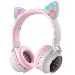 Беспроводные/проводные наушники Hoco W27 серый, накладные, Bluetooth + проводной, "кошачьи ушки", до 5 ч.