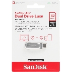 Флешка USB Sandisk Ultra Dual Luxe (SDDDC4-032G-G46), 32Gb, USB 3.2 Gen 1/Type-C, R/W 150/40, серебристый