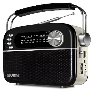 Радиоприемник белый SVEN SRP-505 (4 Вт, FM/AM/SW, USB, SD/microSD, Bluetooth, 1200 мАч)