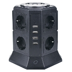 Сетевой фильтр Qumo Power Tower Pro 8SP4U (P-0002), 8 розеток, 2200 Вт, 10A, кабель 2 м 3*1 мм чистая медь, пожаробезопасный пластик, евровилка, 4 USB порта 4.5A суммарно