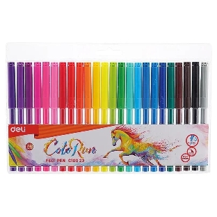 Фломастеры Deli EC10023 ColoRun, вентилируемый колпачок, 24 цвета, пакет с европодвесом