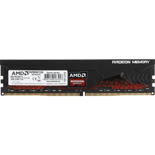 Оперативная память AMD Radeon R9, DDR4, 16GB (1x16GB), 3200MHz, CL16, DIMM, с радиатором, черный