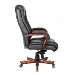 Кресло Бюрократ T-9925WALNUT/BLACK черный, кожа