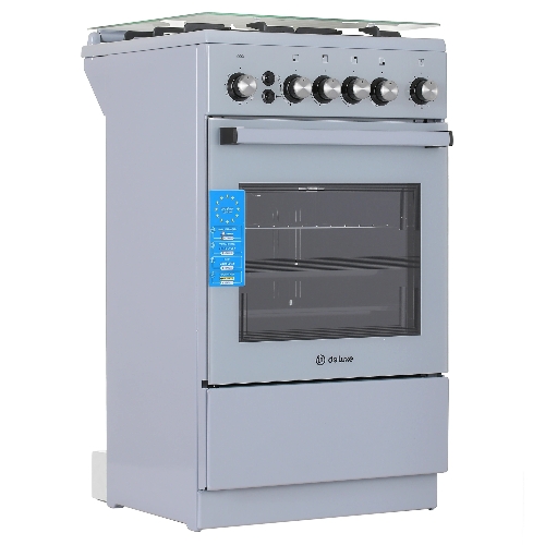 Плита Газовая De Luxe 5040.40г (кр) ЧР-012 серый (стеклянная крышка) реш.чугун