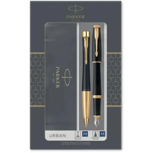 Набор ручек Parker Urban Core FK200 (CW2093381) Muted черный GT сталь нержавеющая, подарочная коробка ручка перьевая, ручка шариковая