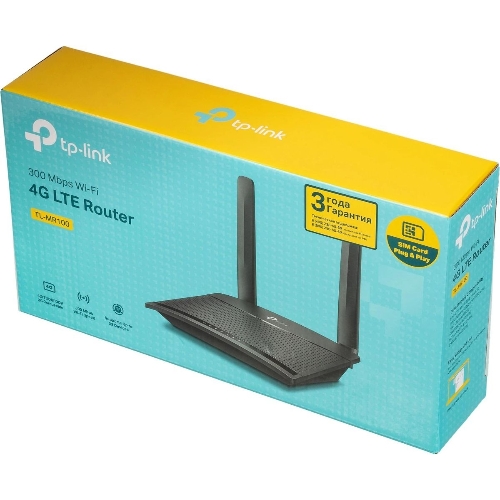 Роутер беспроводной TP-Link TL-MR100 N300 10/100BASE-TX/4G(3G) cat.4 черный