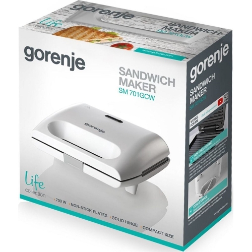 Сэндвичница электрическая Gorenje SM701GCW 700Вт белый
