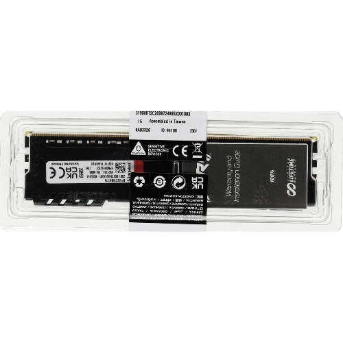 Оперативная память Kingston Fury Beast, DDR4, 16GB (1x16GB), 3200MHz, CL16, DIMM, с радиатором, черный