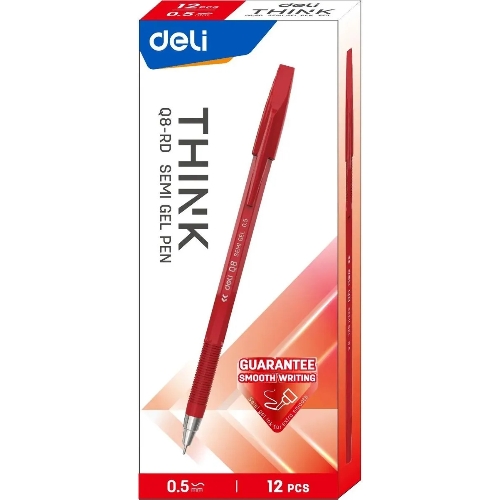 Набор ручек шариковых Deli Think EQ8-RD, красные чернила (12шт), линия 0.5мм