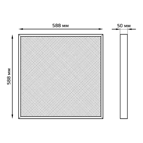 Светильник офисный Gauss MiR 35W 3500lm 5000K IP40 588x588x50мм Грильято призма планки LED