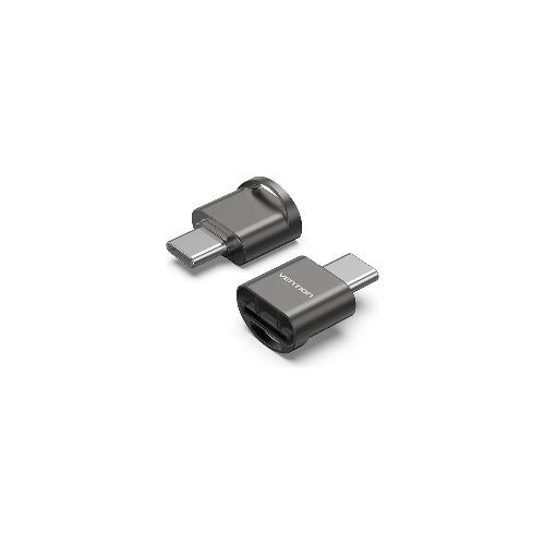 Кард-ридер Vention CLMH0/серый/OTG USB 2.0 CM/MicroSD/USB Type-C/металл