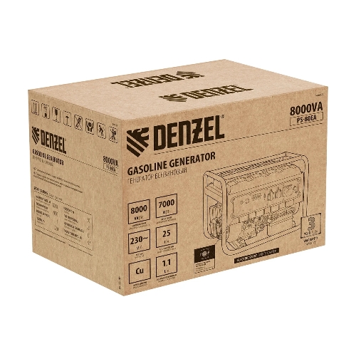 Электрогенератор бензиновый Denzel PS 80 EA, 8 кВт, 85 дБ, 90 кг