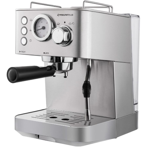 Кофеварка рожковая Maunfeld MF-721S PRO нержавеющая сталь, исп. кофе - молотый/чалды, 1.5 л, 1140 Вт, 15 бар