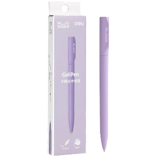 Ручка гелевая Deli Nusign NS552VIOLET фиолетовый, d=0.5мм, черные чернила, автоматическая