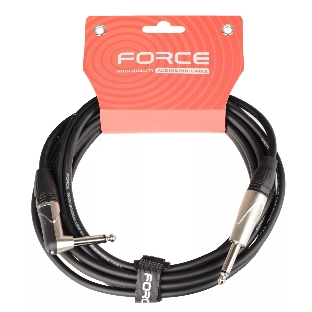 Кабель гитарный FORCE FGC-09/4.5L1/4" TS Jack - 1/4" TS Jack угловой, высококачественный, малошумящий с проводниками из безкислородной меди OFC, диаметр 6 мм, профессиональные металлические разъемы, длина 4,5 м