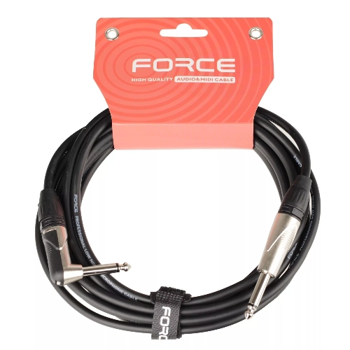 Кабель гитарный FORCE FGC-09/4.5L1/4" TS Jack - 1/4" TS Jack угловой, высококачественный, малошумящий с проводниками из безкислородной меди OFC, диаметр 6 мм, профессиональные металлические разъемы, длина 4,5 м