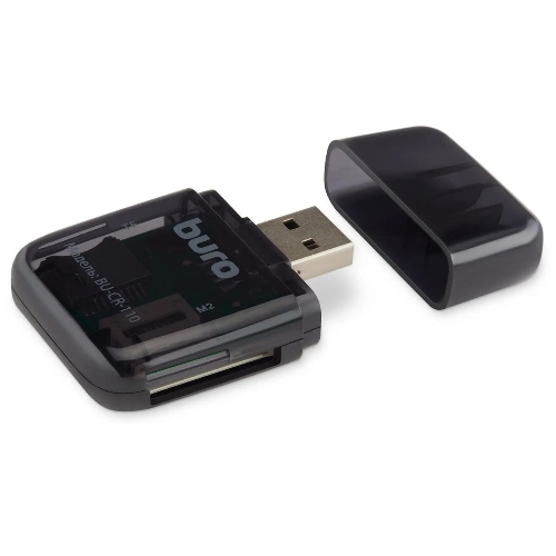 Кард-ридер Buro BU-CR-110 черный/MMC/MS/MS Duo/MS Micro M2/MS Pro/RS-MMC/SD/SDHC/TF/micro-SD/miсro-SDHC/USB 2.0/пластик