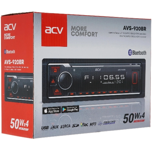 Автомагнитола ACV AVS-920BR, 1 DIN, Bluetooth, USB Type-A, AUX