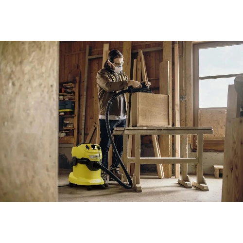 Строительный пылесос Karcher WD 4 P V-20/5/22 желтый, 1000 Вт, уборка сухая/сбор воды/выдув, пылесборник мешок/контейнер, 20 л