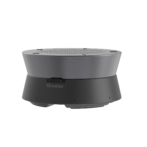 Спикерфон Infobit [iSpeaker M500] для переговорных комнат (15-25кв.м.) на 5-8 человек: 8 всенаправленных микрофонных капсюлей, AEC, AGC, RS. Макс. расстояние - 5 метров. Макс.5 устройств подкл. daisy chain (RJ45). Works with iCam VB60