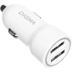 Автомобильное зар./устр. Digma DGC1С 12W 2.4A 2xUSB белый (DGC1C2LX22WH)