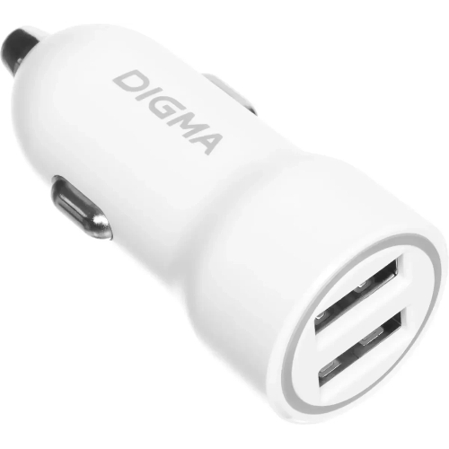 Автомобильное зар./устр. Digma DGC1С 12W 2.4A 2xUSB белый (DGC1C2LX22WH)