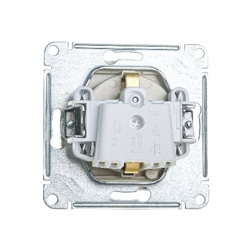 Механизм розетки 1-м СП AtlasDesign 16А IP20 с заземл. защ. шторки с крышкой алюм.