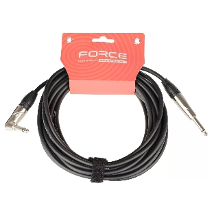 Кабель гитарный FORCE FGC-09/6L1/4" TS Jack - 1/4" TS Jack угловой, высококачественный, малошумящий с проводниками из безкислородной меди OFC, диаметр 6 мм, профессиональные металлические разъемы, длина 6 м