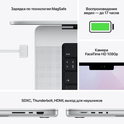 Ноутбук Apple MacBook Pro 14 2021 Silver 14.2" Liquid Retina XDR (3024x1964) M1 Pro chip with 10-core CPU and 16-core GPU/16Gb/1TB SSD (2021)