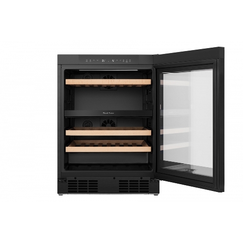Встраиваемы е винный шкаф Gorenje WCU68F6BG4WF, объем 138 л, вместительность 46 бутылок, 4 полки, цифровой дисплей, Wi-Fi, LED освещение, защита от УФ-излучения, энергоэффективность А+, черный