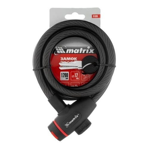 Замок тросовый универсальный Matrix 12х1200 мм