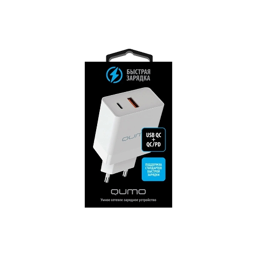 Сетевое зарядное устройство Qumo Energy light (Charger 0052) PD 20W, 2USB, Type-C + QC3.0, белый