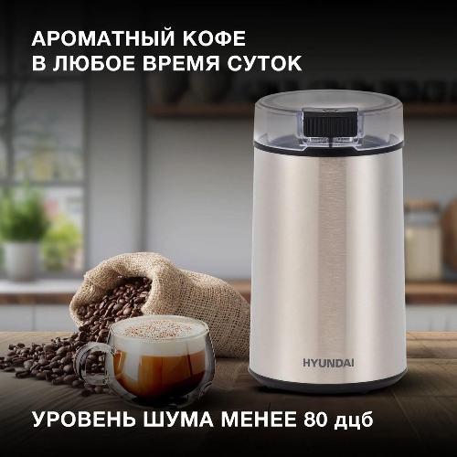 Кофемолка Hyundai HYC-G5261 200Вт сист.помол.:ротац.нож вместим.:60гр серебристый