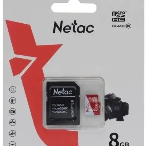 Флеш карта Netac P500 ECO MicroSDHC 8Gb C10 NT02P500ECO-008G-R,, адаптер в комплекте