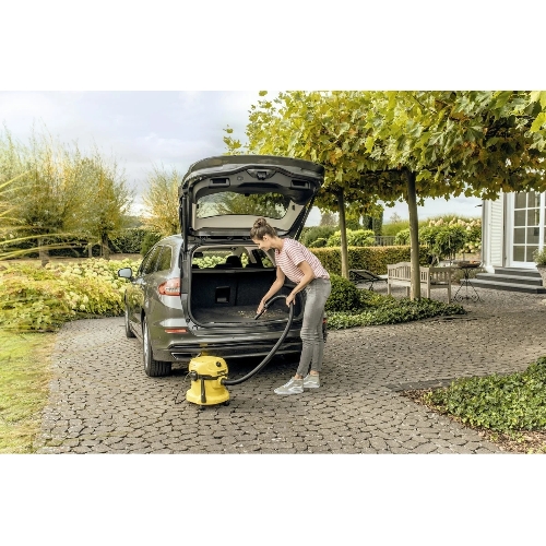 Строительный пылесос Karcher WD 2 Plus V-12/4/18 желтый, 1000 Вт, уборка сухая/сбор воды, пылесборник мешок/контейнер, 12 л