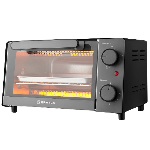 Мини-печь BRAYER BR2600 1200 Вт, 9 л, серебристый