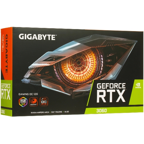 Видеокарта Gigabyte GeForce RTX 3060 GAMING OC, 12 GB GDDR6, 192 bit, 2xDisplayPort, 2xHDMI, GPU 1320 MHz