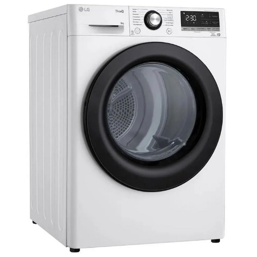 Сушильная машина LG DC90V3V6W белый, 9 кг, сушка - тепловой насос, программ - 14, 60 x 85 x 66 см