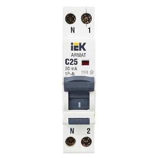 Выключатель автоматический дифференциального тока IEK B06S, 1P+NP, 25А, 6кА, ARMAT